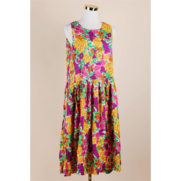 Penbrooke Lane Dresses & Skirts - Sz M Vtg Penbrooke Lane Colorful Floral Sleeveless A-Line Midi Dress NWT